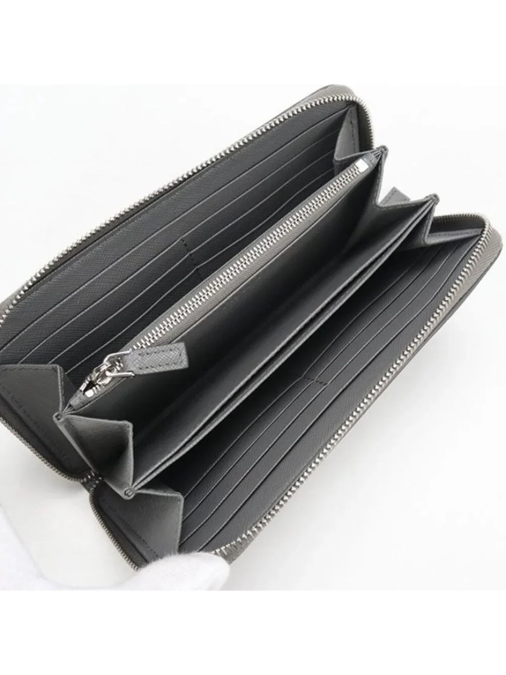 Prada Saffiano Leather Wallet Zip Around